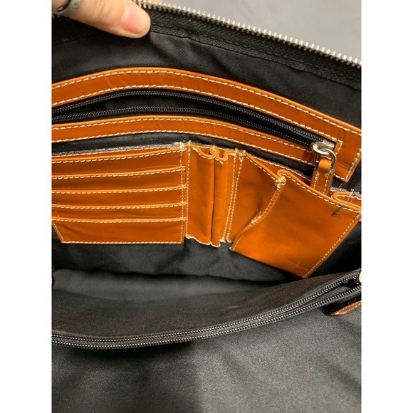 Latico Bag Orange Leather Shoulder Messenger Laptop Briefcase Handbag - Picture 7 of 15